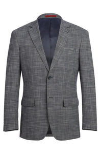 Dark Blue Windowpane 2-Button Notch Suit (2-Piece Set)