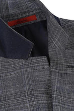 Dark Blue Windowpane 2-Button Notch Suit (2-Piece Set)
