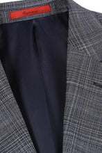Dark Blue Windowpane 2-Button Notch Suit (2-Piece Set)