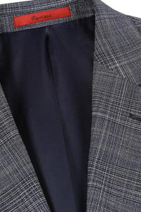 Dark Blue Windowpane 2-Button Notch Suit (2-Piece Set)