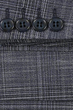 Dark Blue Windowpane 2-Button Notch Suit (2-Piece Set)