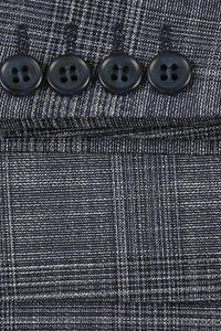 Dark Blue Windowpane 2-Button Notch Suit (2-Piece Set)