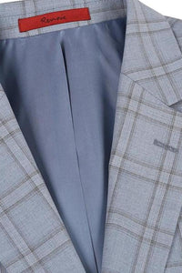 Blue Windowpane 2-Button Notch Suit (2-Piece Set)