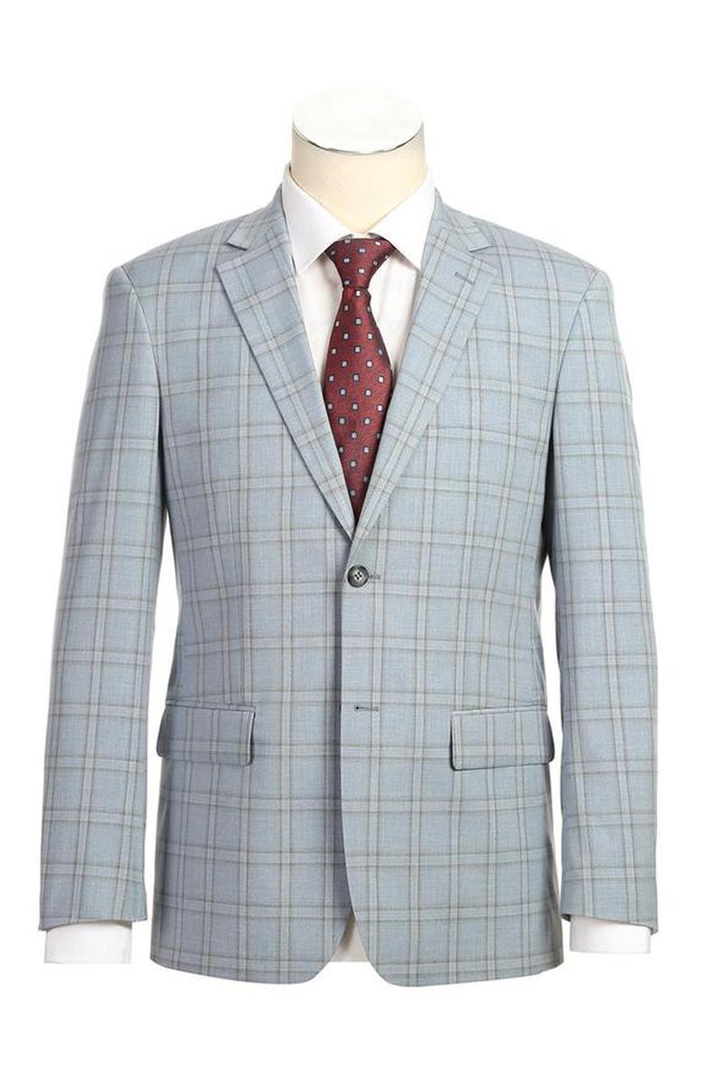 Blue Windowpane 2-Button Notch Suit (2-Piece Set)