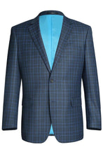 Blue Windowpane 2-Button Notch Suit (2-Piece Set)