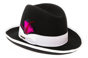 Black & White 100% Wool Australian Fur Felt Godfather Hat