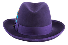 Purple 100 % Wool Australian Fur Felt Godfather Hat