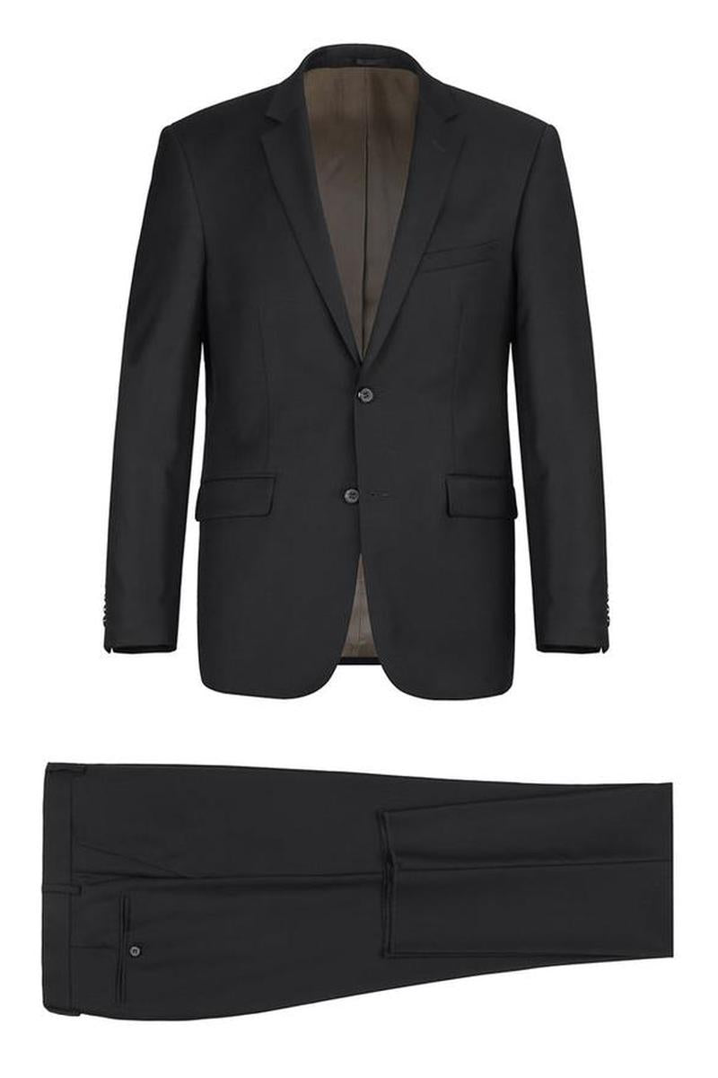 Black Solid 2-Button Notch Suit (2-Piece Set)