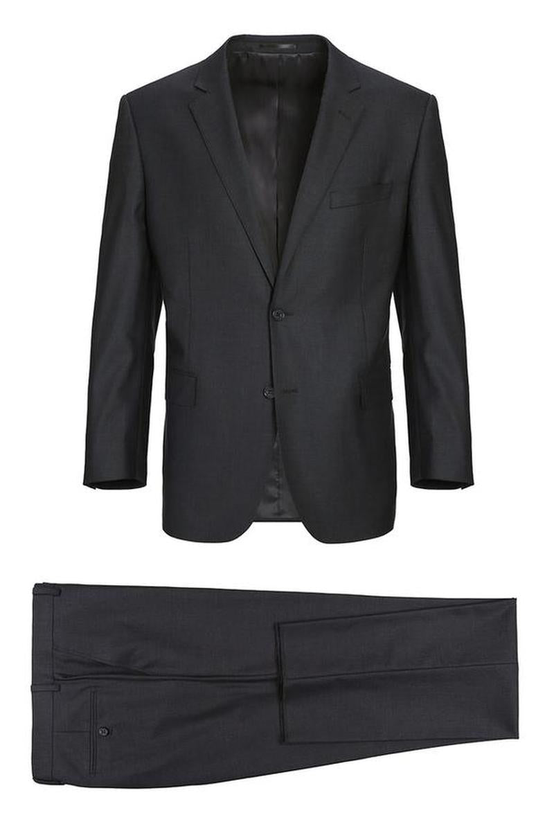 Dark Grey Solid 2-Button Notch Suit (2-Piece Set)