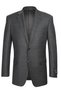 Grey Windowpane 2-Button Notch Suit (2-Piece Set)