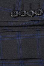 Dark Grey Windowpane 2-Button Notch Suit (2-Piece Set)