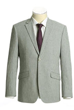 Grey Cotton Stripe 2-Button Notch Suit (2-Piece Set)
