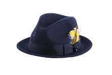 Navy Blue Brooks Trilby 100% Australian Wool Crushable Hat