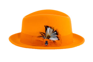 Orange Brooks Trilby 100% Australian Wool Felt Crushable Hat