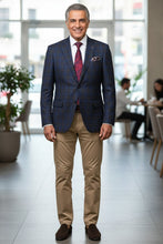 Blue & Black Windowpane Sports Jacket
