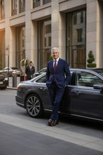 Blue Windowpane 2-Button Notch Suit (2-Piece Set)