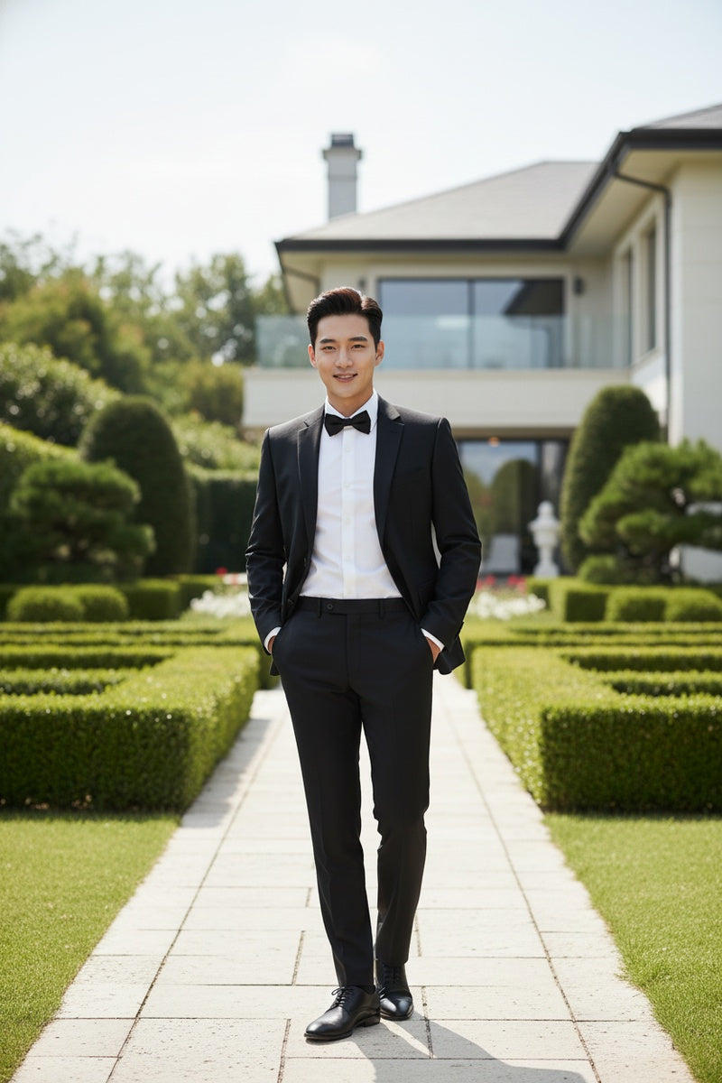 Alessandro Vitello Black Solid 2-Button Notch Suit (2-Piece Set)