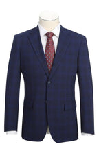 Alessandro Vitello Blue Windowpane 2-Button Notch Suit (2-Piece Set)