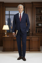 Alessandro Vitello Blue Windowpane 2-Button Notch Suit (2-Piece Set)
