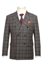 Alessandro Vitello Brown Windowpane 6-Button Peak DB Suit (2-Piece Set)