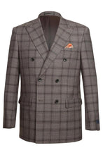Alessandro Vitello Brown Windowpane 6-Button Peak DB Suit (2-Piece Set)