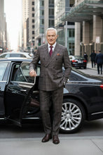 Alessandro Vitello Brown Windowpane 6-Button Peak DB Suit (2-Piece Set)