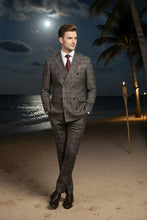 Alessandro Vitello Brown Windowpane 6-Button Peak DB Suit (2-Piece Set)