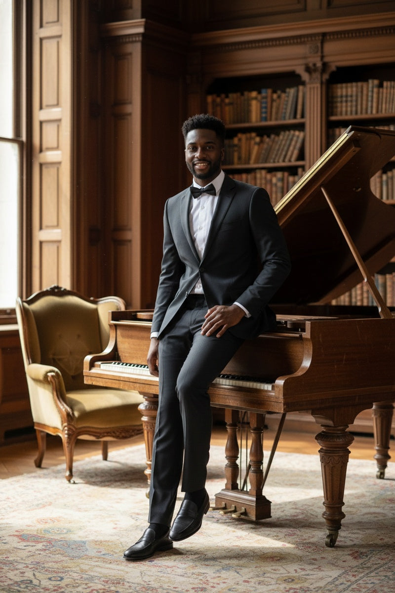 Alessandro Vitello Dark Grey Solid 2-Button Notch Suit (2-Piece Set)