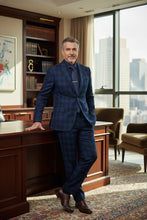 Alessandro Vitello Navy Windowpane 2-Button Notch Suit (2-Piece Set)