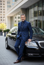 Alessandro Vitello Navy Windowpane 2-Button Notch Suit (2-Piece Set)