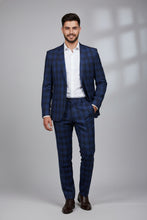 Alessandro Vitello Navy Windowpane 2-Button Notch Suit (2-Piece Set)