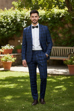 Alessandro Vitello Navy Windowpane 2-Button Notch Suit (2-Piece Set)