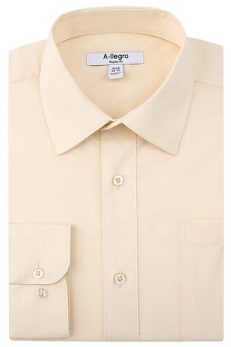 Allegro "Tempo" Beige Laydown Stretch Dress Shirt
