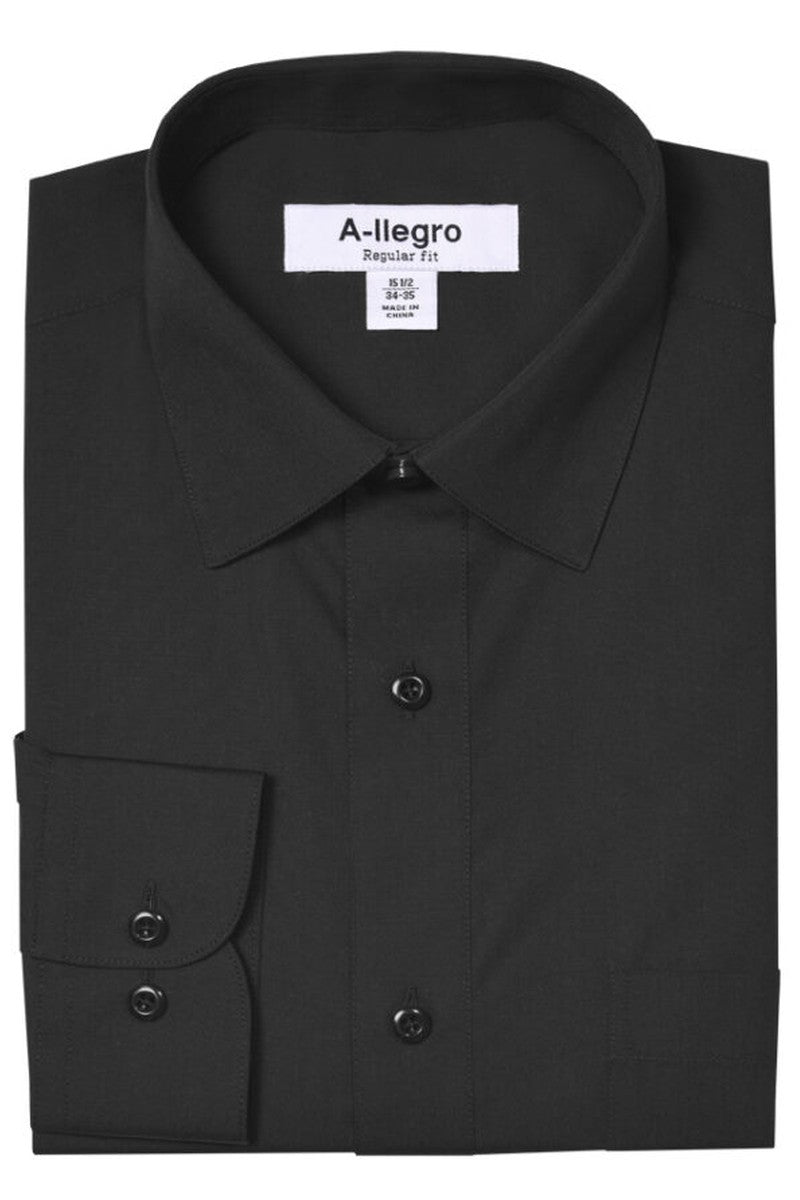 Allegro "Tempo" Black Laydown Stretch Dress Shirt