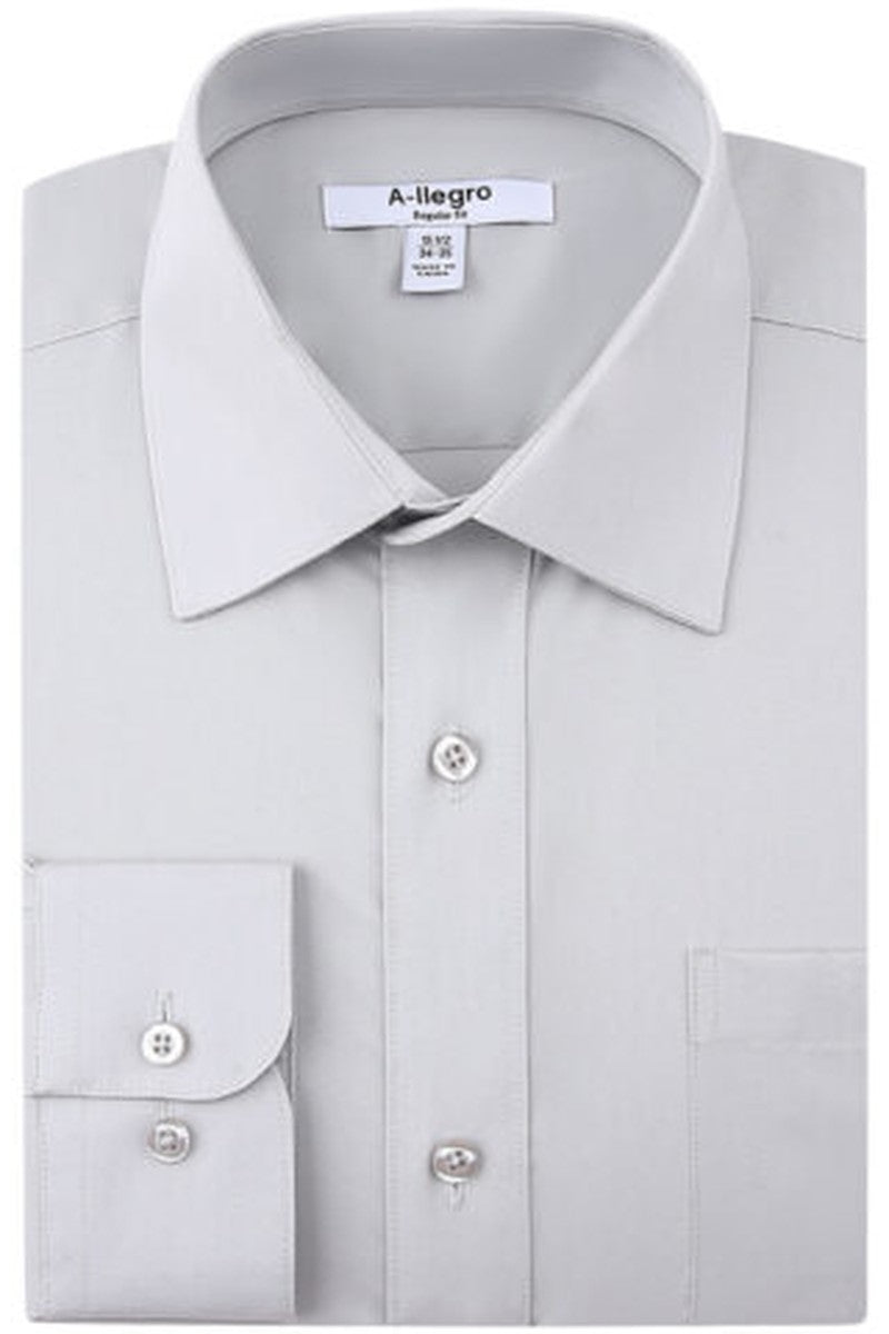 Allegro "Tempo" Grey Laydown Stretch Dress Shirt