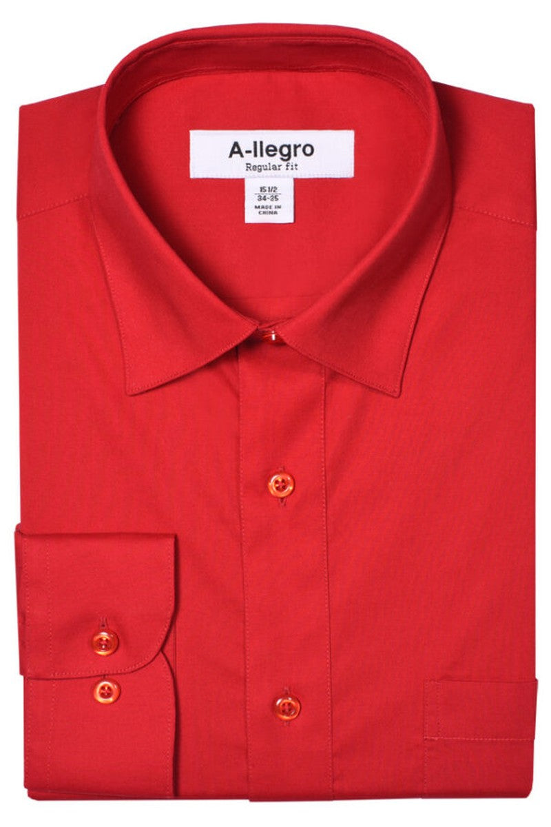Allegro "Tempo" Red Laydown Stretch Dress Shirt