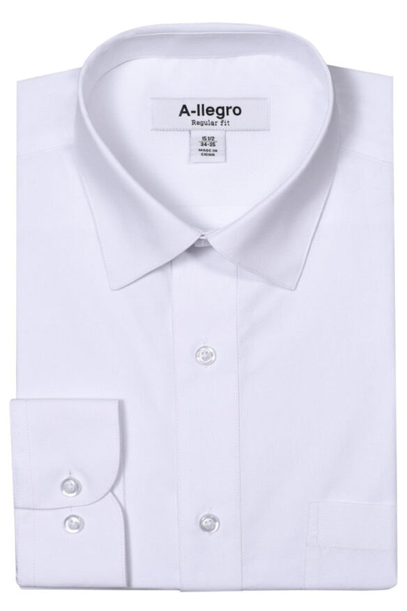 Allegro Tempo White Laydown Stretch Dress Shirt 16 34-35 Slim Allegro Tempo White Laydown Stretch Dress Shirt 16 34-35 Slim