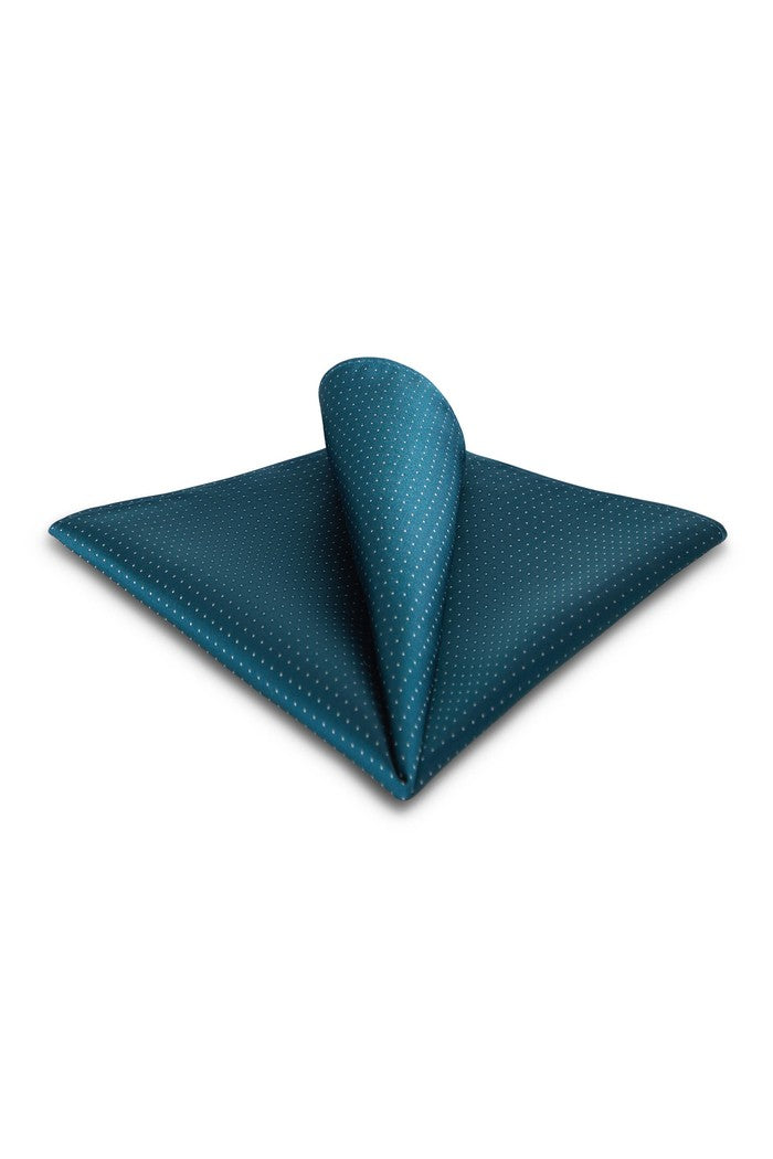 Deep Aqua Pin Dot Silk Pocket Square