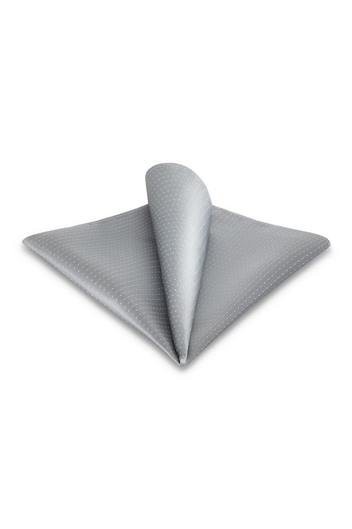 Platinum Pin Dot Silk Pocket Square