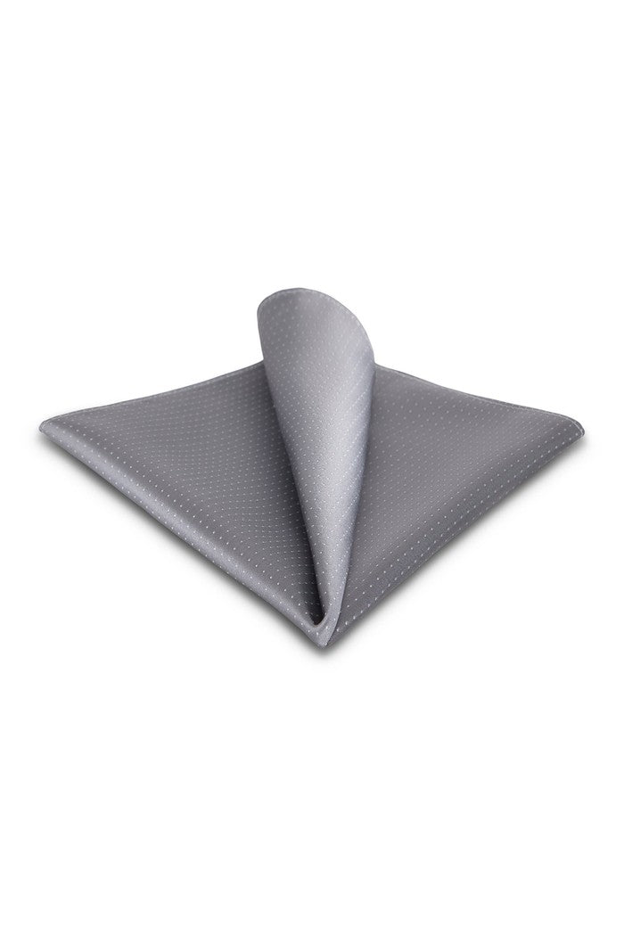 Silver Pin Dot Silk Pocket Square