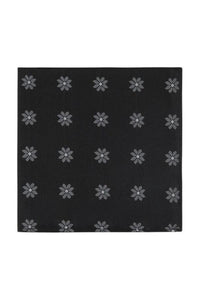 Black Floral Medallion Silk Pocket Square