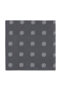 Charcoal Floral Medallion Silk Pocket Square