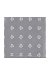 Grey Floral Medallion Silk Pocket Square