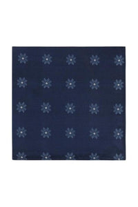 Navy Floral Medallion Silk Pocket Square