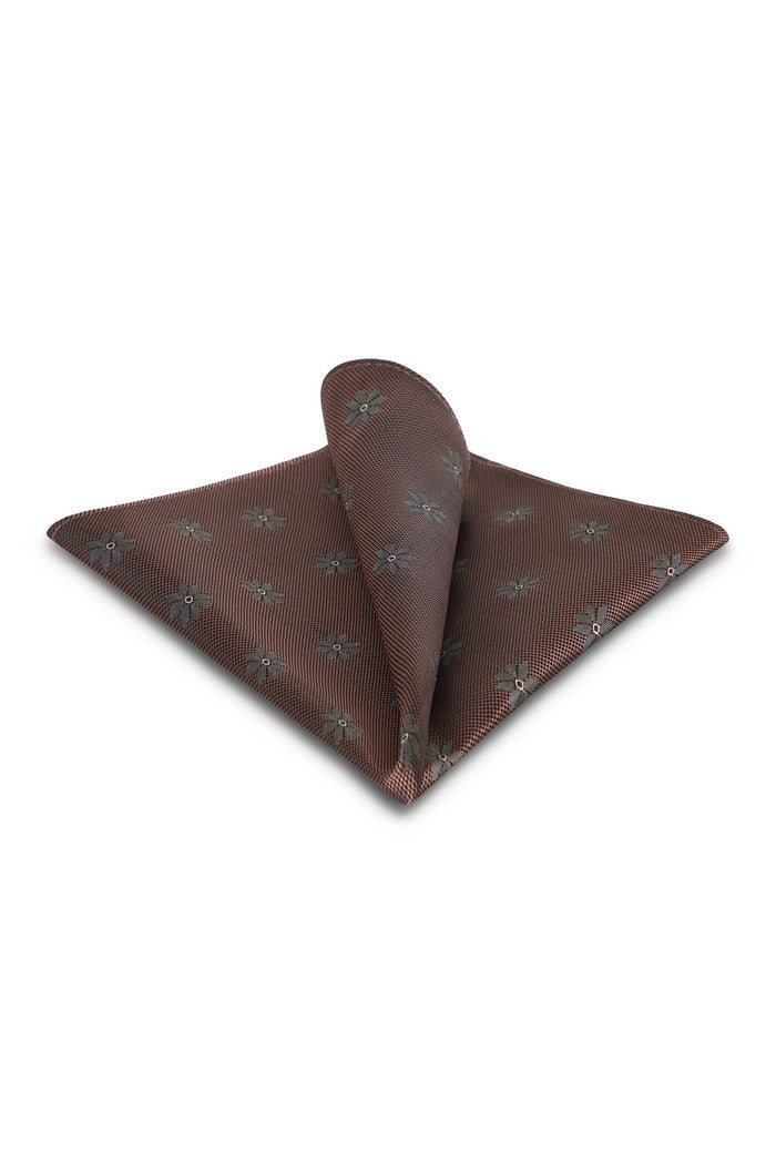 Rust Floral Medallion Silk Pocket Square