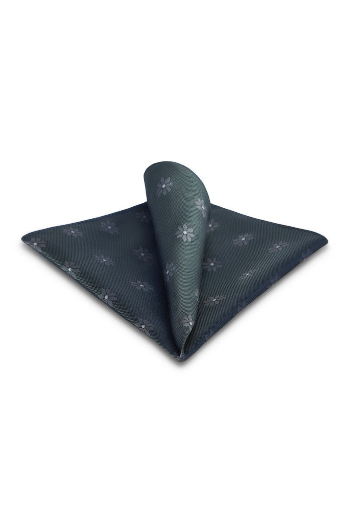 Sage Floral Medallion Silk Pocket Square