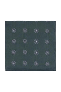 Sage Floral Medallion Silk Pocket Square
