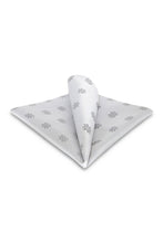 White Floral Medallion Silk Pocket Square