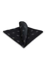 Allure Men Black Floral Medallion Silk Pocket Square