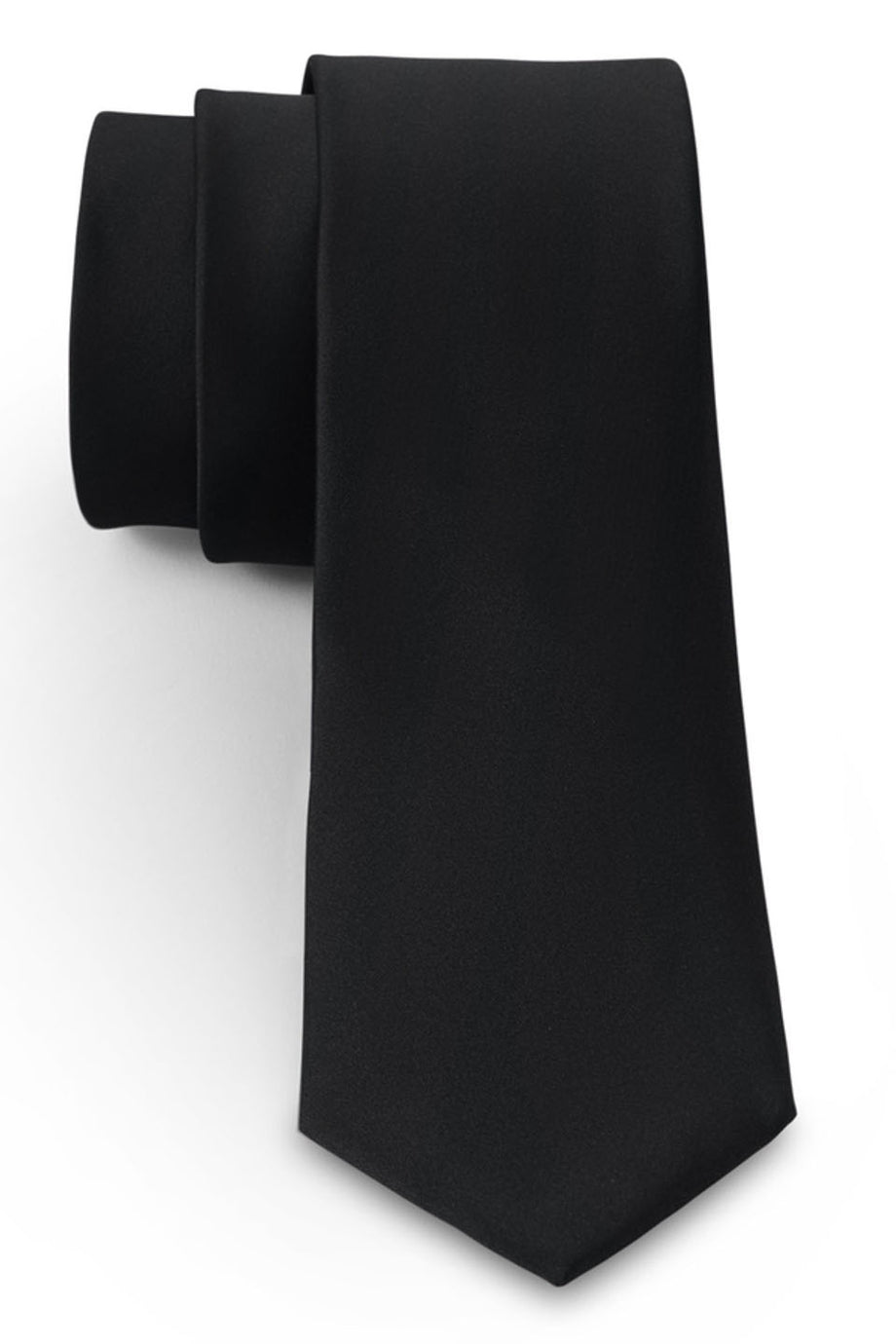 Allure Men Black Solid Satin Silk Necktie